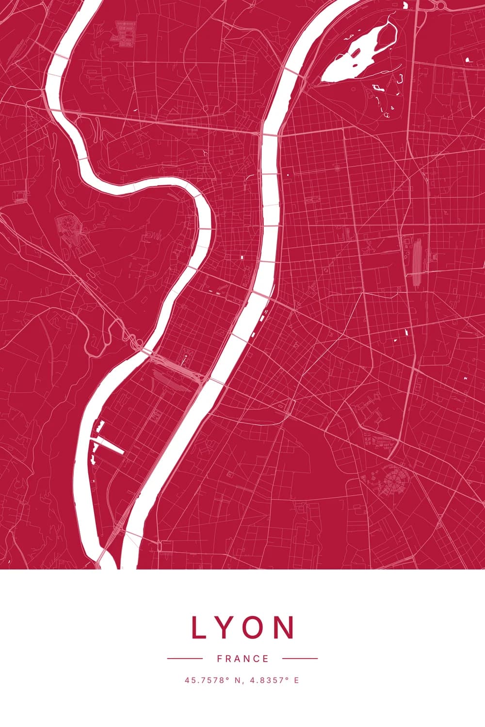 Bordeaux design: a city map poster of Lyon